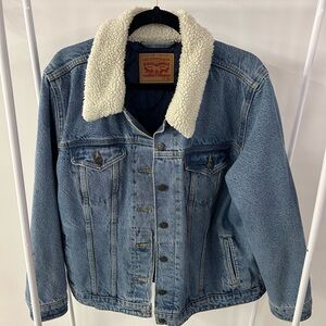 Levi's Light Blue Denim Sherpa Collar Jean Jacket